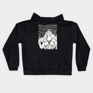 Young girl with long hair Kids Hoodie